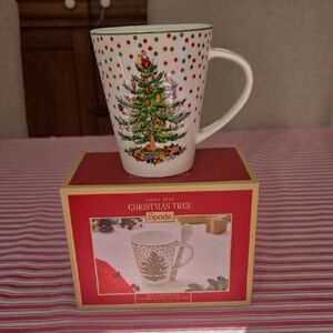 Spode Festive Christmas Tree Mug with Red and Green Dots